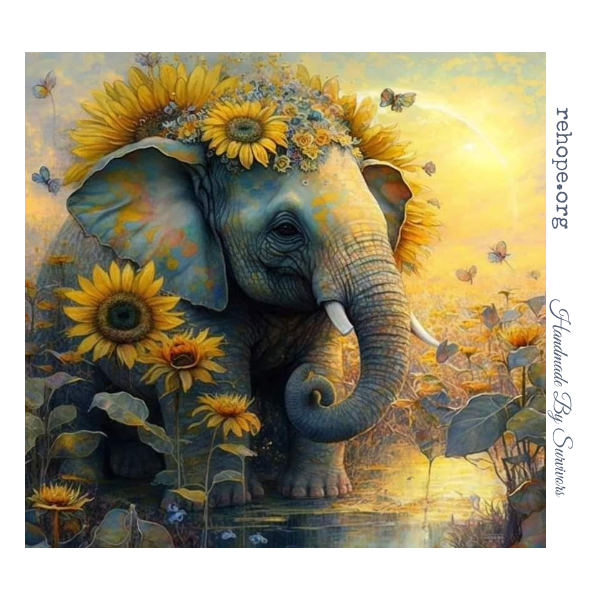 A. Elephant & sunflowers