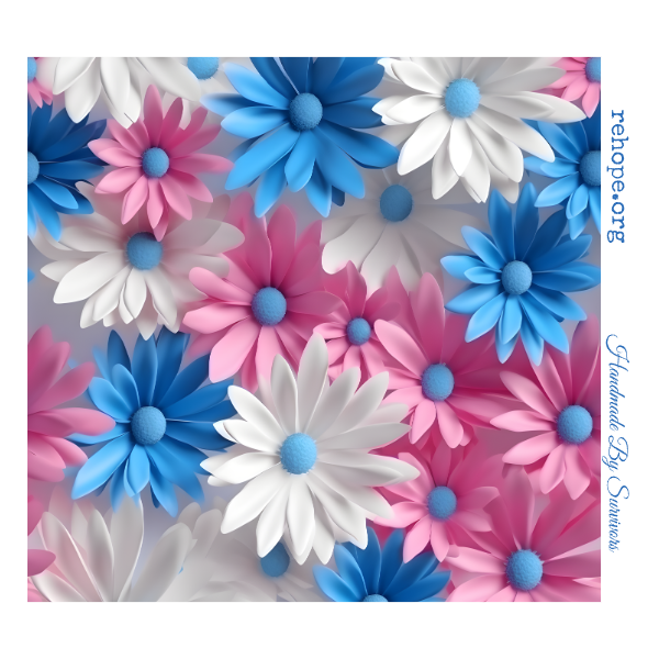 F. Pink & Blue Daises