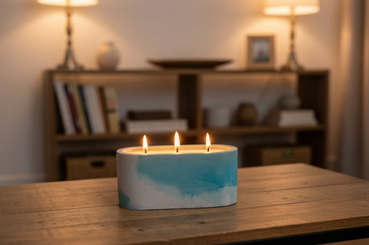 13.5 oz Candle🕯️in our Oval Concrete Container