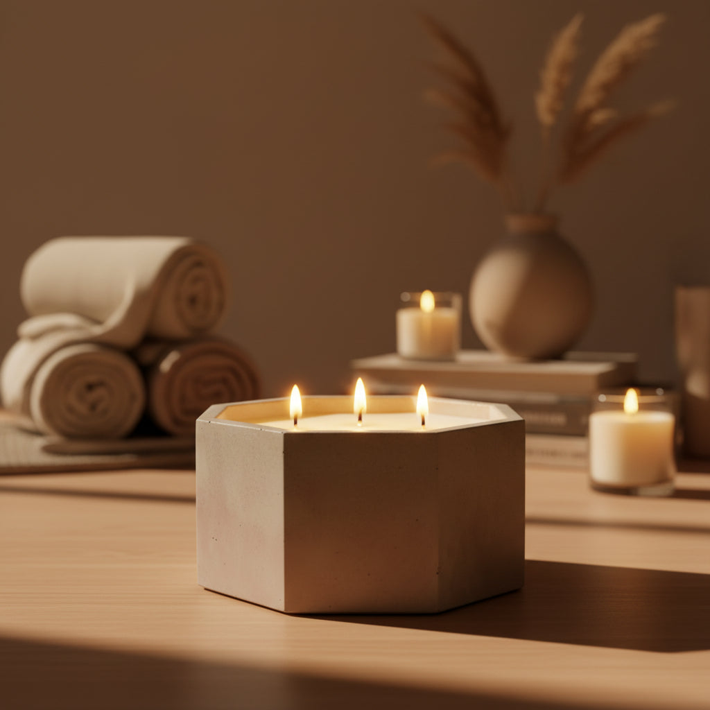 28 oz Candle🕯️in our Octagon Concrete Container