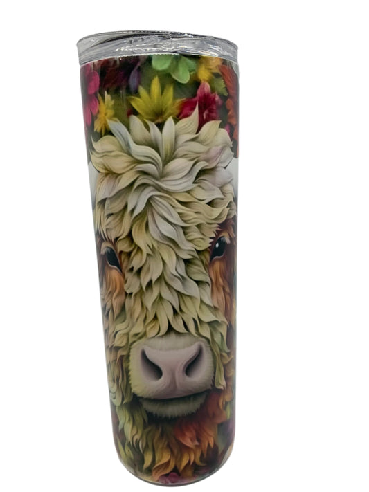 Highland Cow in Flowers