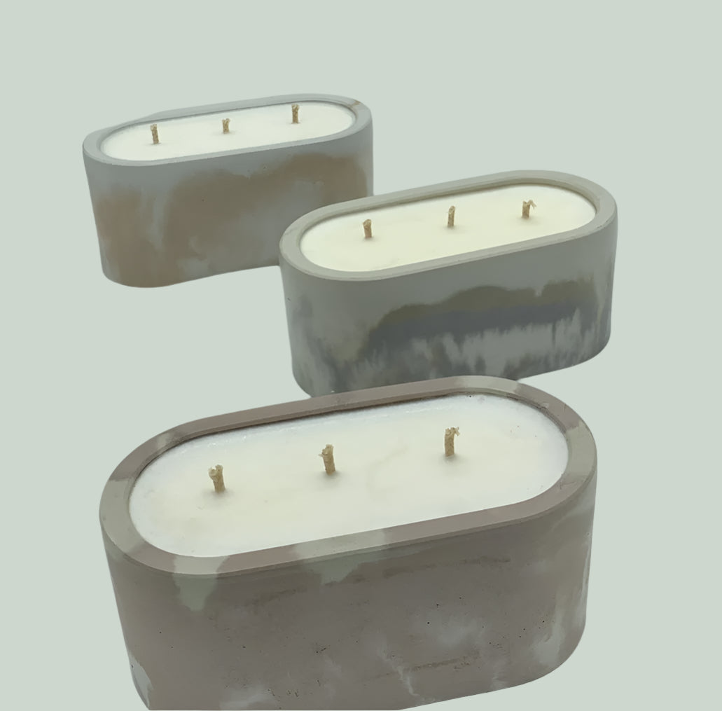 13.5 oz Candle🕯️in our Oval Concrete Container