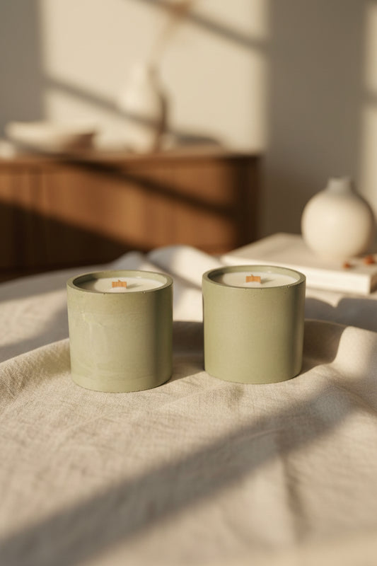 9.5 oz Candle🕯️in our Round Concrete Container